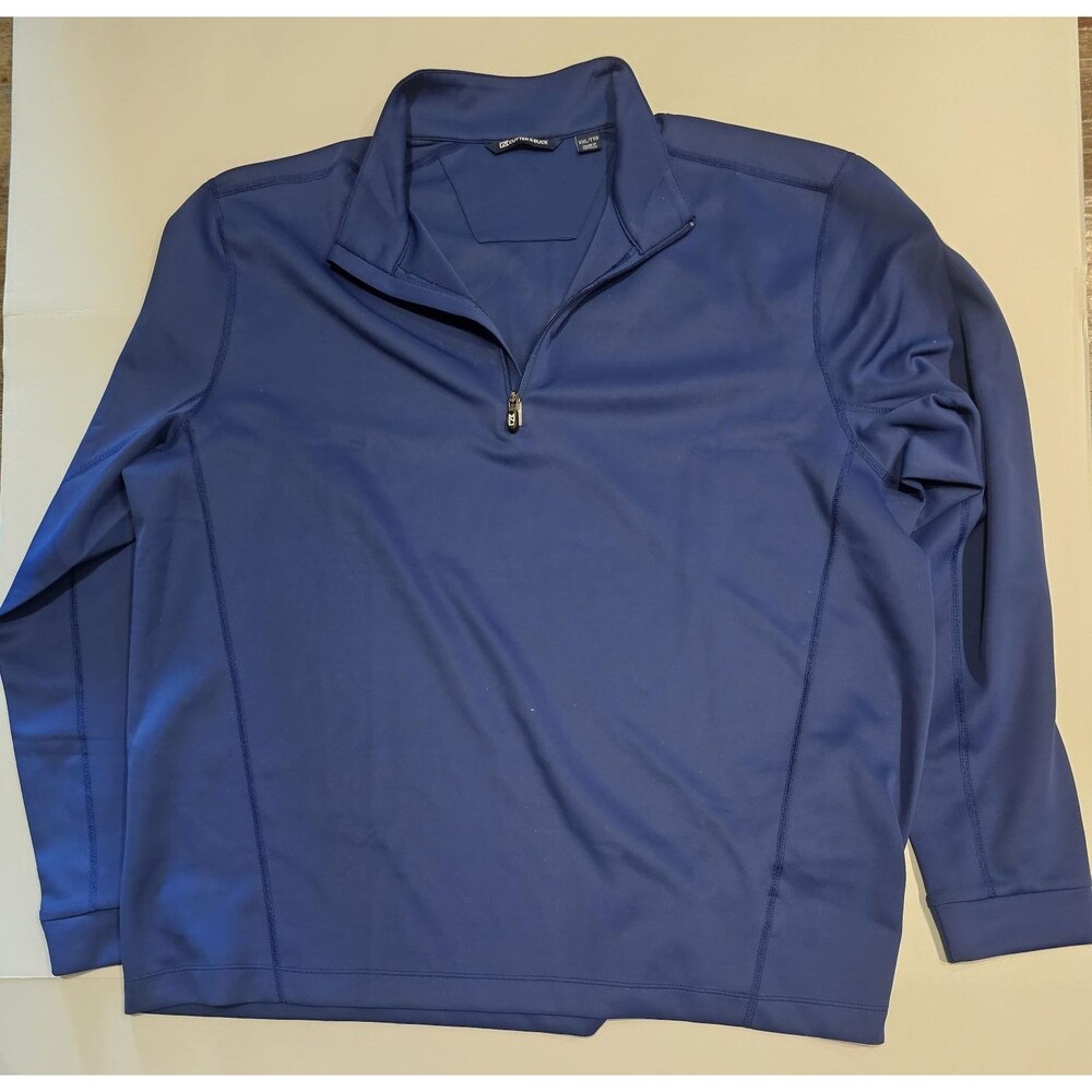 Cutter & Buck Mens XXL Navy Blue 1/4 Zip Performance Pullover Long Sleeve Golf